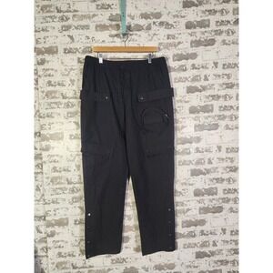 Forever 21 Men Jogger Pants XL Black Cargo Snap Button‎ Ankle Athleisure Comfort